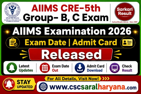 AIIMS CRE 5th Group B, C Result 2026