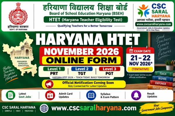 Haryana HTET November 2026 Online Form