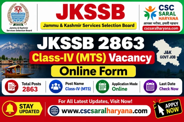 JKSSB 2863 Class-IV (MTS) Vacancy Online Form